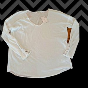 Free people white long sleeve t-shirt sz L